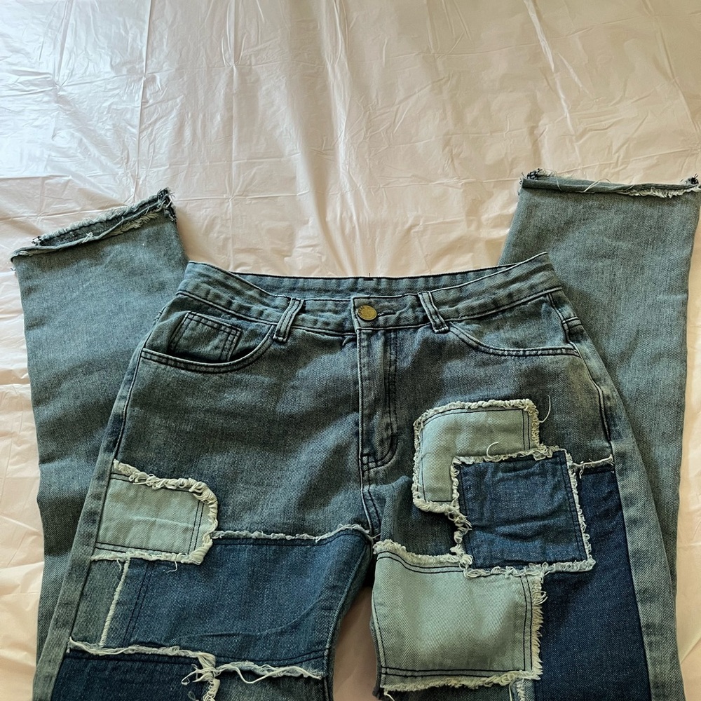 ROMWE frayed patchwork women’s jeans size S Y2K used